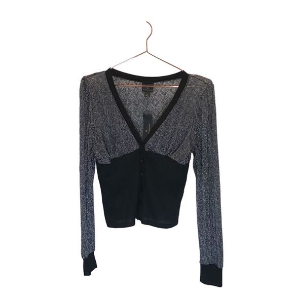 Worthington Black Sparkle Button-Down Sweater - Size Large - Picture 1 of 2